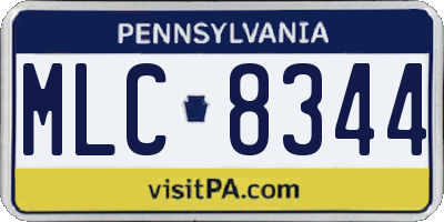 PA license plate MLC8344