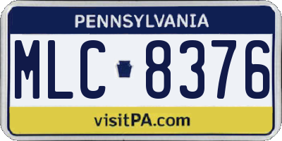 PA license plate MLC8376
