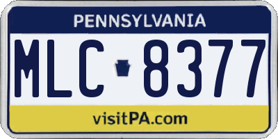 PA license plate MLC8377