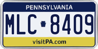 PA license plate MLC8409
