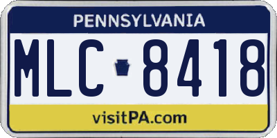 PA license plate MLC8418