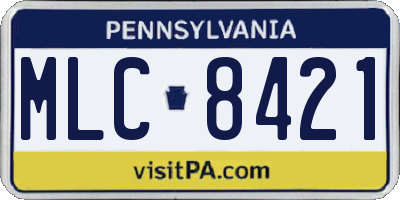 PA license plate MLC8421