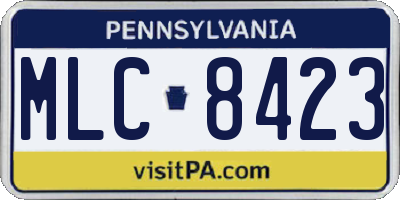 PA license plate MLC8423