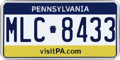 PA license plate MLC8433
