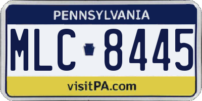 PA license plate MLC8445