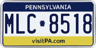 PA license plate MLC8518