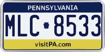 PA license plate MLC8533