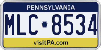 PA license plate MLC8534
