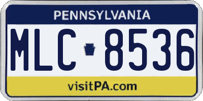 PA license plate MLC8536