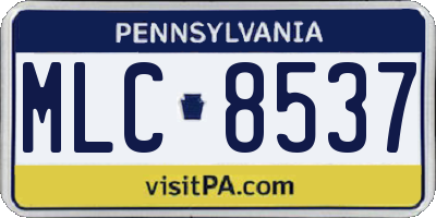 PA license plate MLC8537