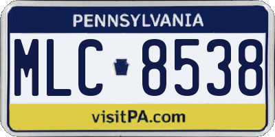 PA license plate MLC8538