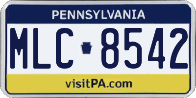 PA license plate MLC8542