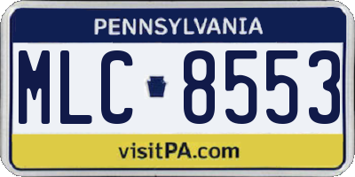 PA license plate MLC8553