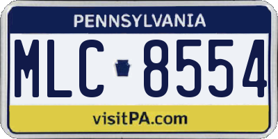 PA license plate MLC8554