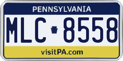 PA license plate MLC8558