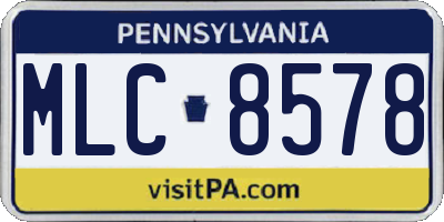 PA license plate MLC8578