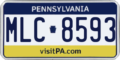 PA license plate MLC8593