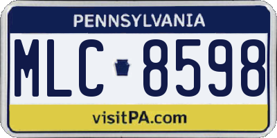 PA license plate MLC8598