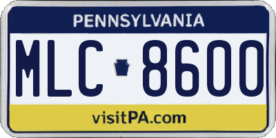 PA license plate MLC8600