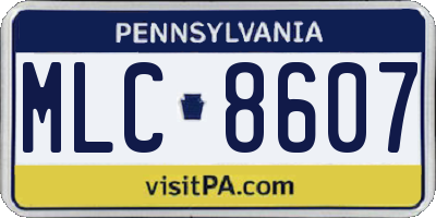 PA license plate MLC8607