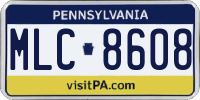 PA license plate MLC8608