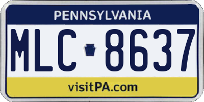 PA license plate MLC8637