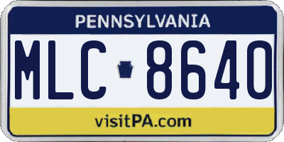 PA license plate MLC8640