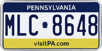 PA license plate MLC8648