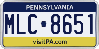PA license plate MLC8651