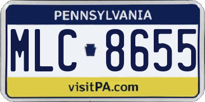 PA license plate MLC8655
