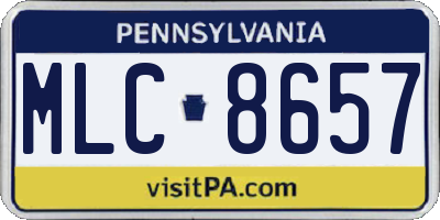 PA license plate MLC8657