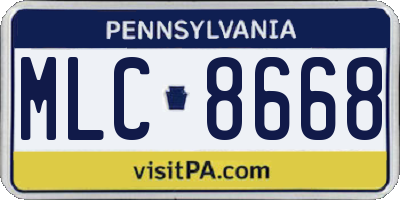 PA license plate MLC8668