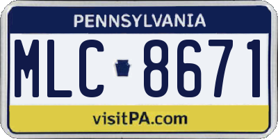 PA license plate MLC8671