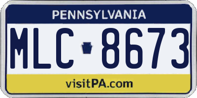 PA license plate MLC8673