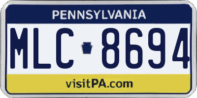 PA license plate MLC8694