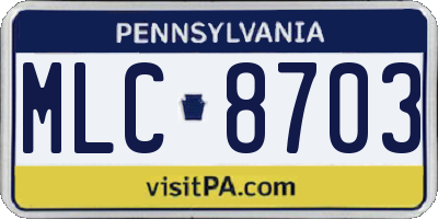 PA license plate MLC8703