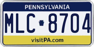 PA license plate MLC8704