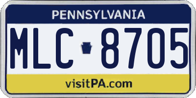PA license plate MLC8705