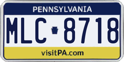 PA license plate MLC8718