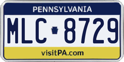 PA license plate MLC8729