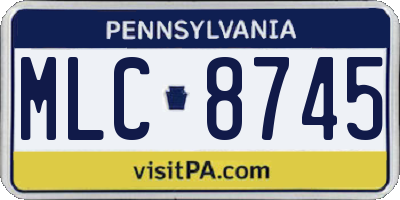 PA license plate MLC8745