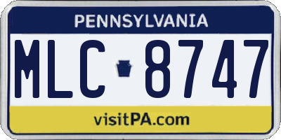 PA license plate MLC8747