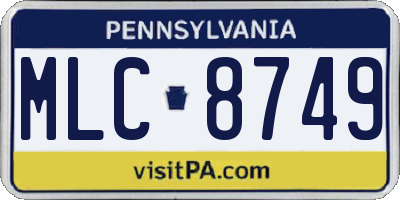 PA license plate MLC8749