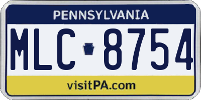 PA license plate MLC8754