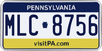 PA license plate MLC8756