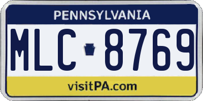 PA license plate MLC8769