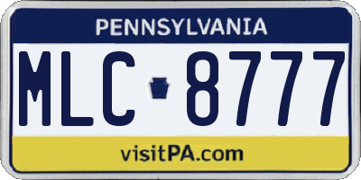 PA license plate MLC8777