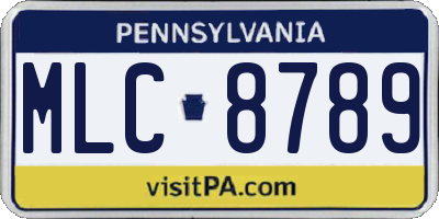 PA license plate MLC8789