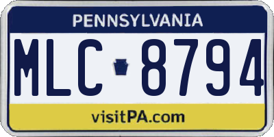 PA license plate MLC8794