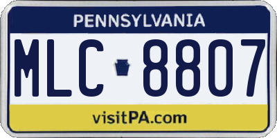 PA license plate MLC8807